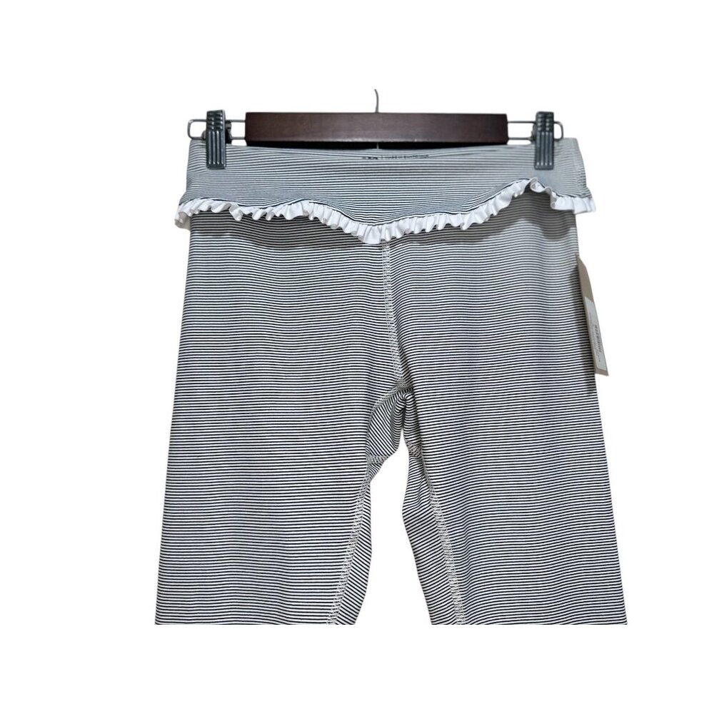 Albion Petal Leggings Women Small Ruffle Capri Y2K Balletcore Pilates Gym Stripe - Picture 14 of 16